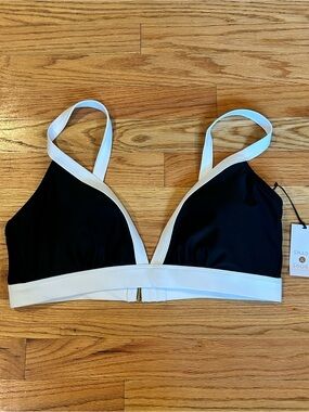 Shade & Shore Black with White Trim Bikini Top
